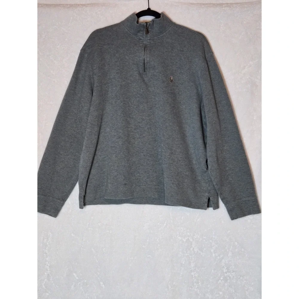 Polo‎ Ralph Lauren Men's Size Large 1/4 Zip Cotton Pullover Sweater Green